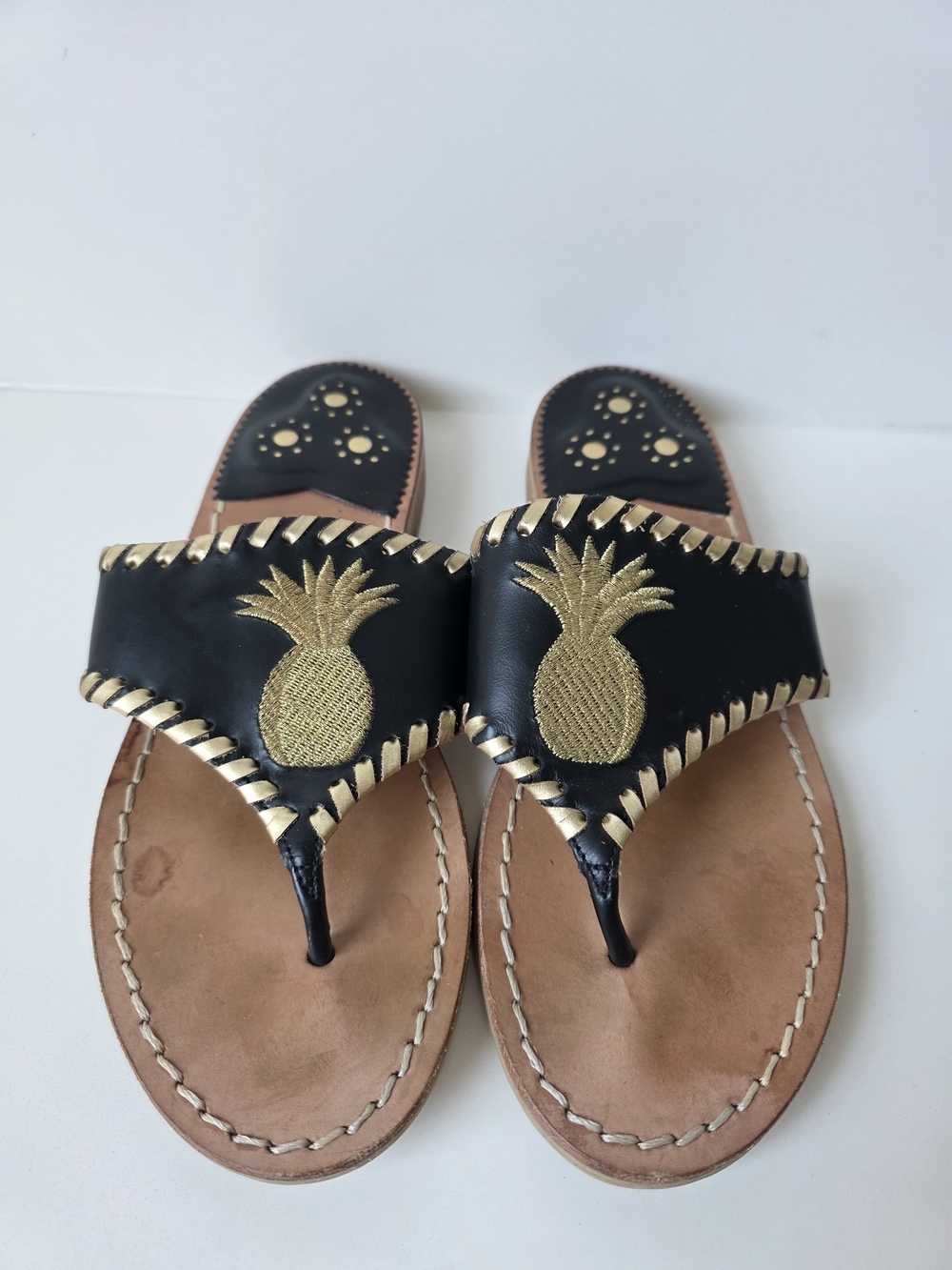 Jack Rogers Embroidered Pineapple Jacks Flat Sandals Size 5